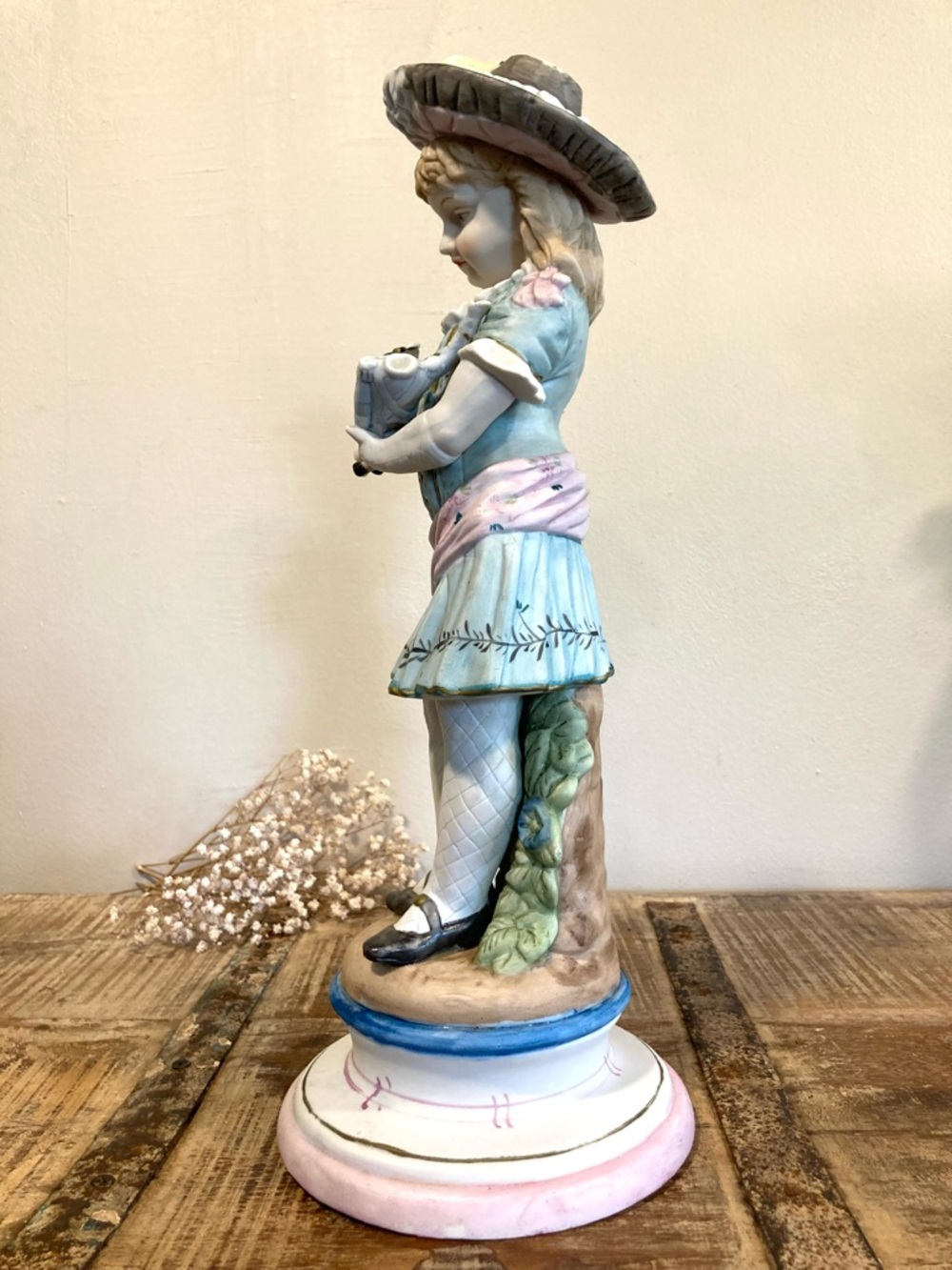 Creepy Ceramic Girl Holding Beheaded Doll Mantel Statue 16” Tall Vintage Decor - Picture 5 of 16
